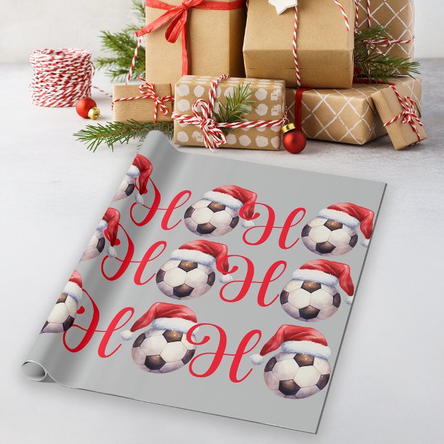 Papel De Presente Ho Ho Ho Futebol de Natal (Criador carregado)