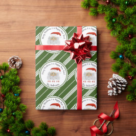 Papel De Presente HO HO HO HO Santa Claus Green Lines Feliz Natal