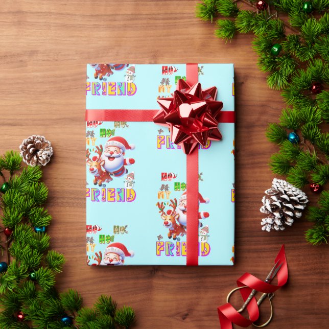 Papel De Presente Ho Ho Ho Meu Querido Amigo (Presente de Natal)