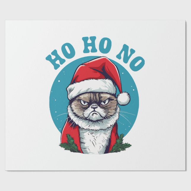 Papel De Presente Ho ho não - gato de natal engraçado e rabugento (Aberto)