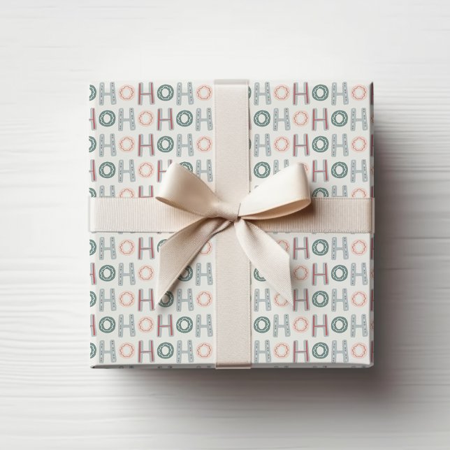 Papel De Presente Ho Ho Wraping Paper (Modern Christmas Holiday Ho Ho Ho Wrapping Paper by Painted Paperie
)