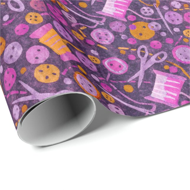 Papel De Presente Hobby Doméstico Sewing DIY Paper Collage Púrpura (Ponta do rolo)