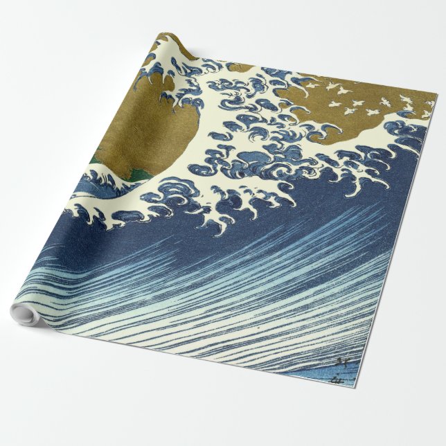 Papel De Presente Hokusai Big Wave Japão Art (Desenrolado)