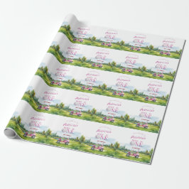 Papel De Presente Hole In One Pink Golf 1st Birthday 
