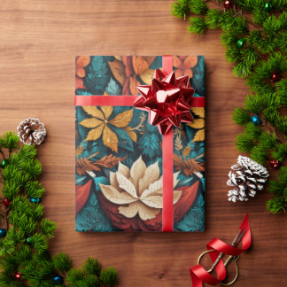 Papel De Presente Holiday Botanical Elegance