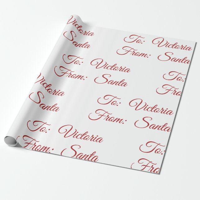 Papel De Presente Holiday Christmas To And From Santa Personalized  (Desenrolado)