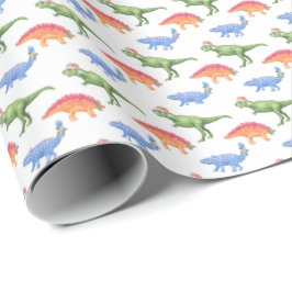 Papel De Presente Holiday Dinosaurs Wrapping Paper