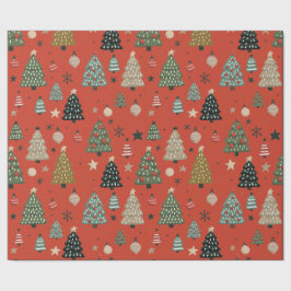 Papel De Presente Holiday Echoes-Red Wrapping Paper