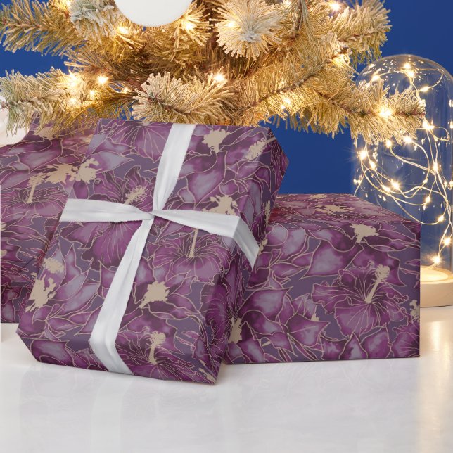 Papel De Presente Holiday Hibiscus Plum, Açúcar Plum (Feriados)