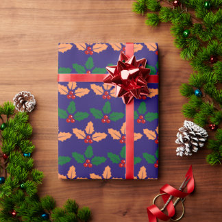 Papel De Presente Holiday Holly Berry Wrap: Natal Festivo