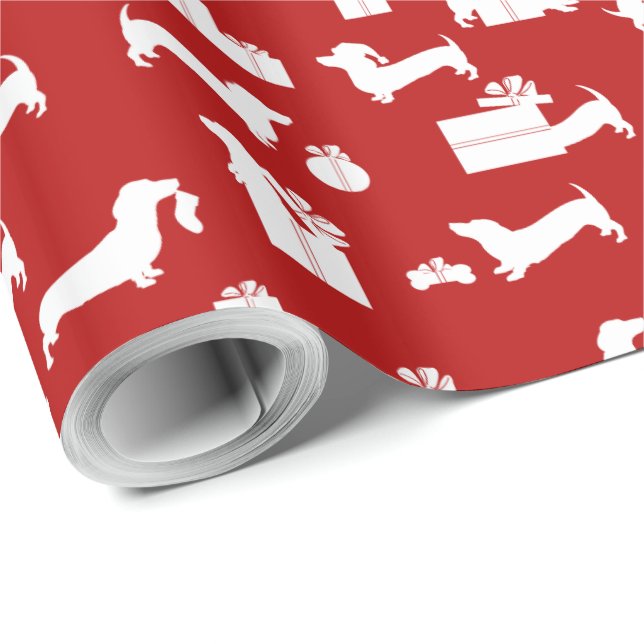 Papel De Presente Holiday Hounds Dachshund Natal (Ponta do rolo)
