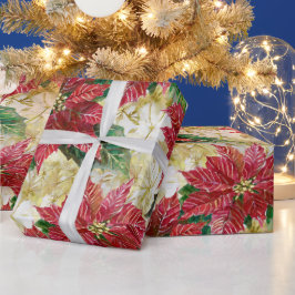 Papel De Presente Holiday Poinsettia