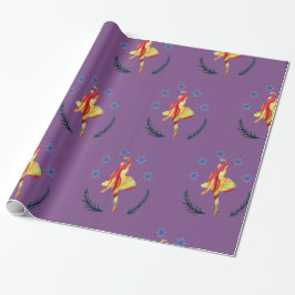 Papel De Presente Holiday Wrap Ballerina Watercolor