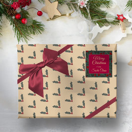 Papel De Presente Holly Berries Christmas