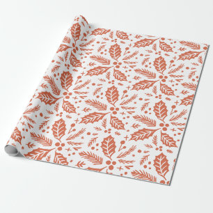 Papel De Presente Holly Berry Desenhou O Padrão De Ilustração Vermel