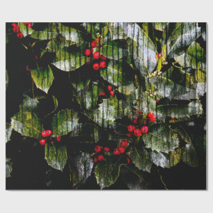 Papel De Presente Holly Berry Wrapping Paper, 30" x 6'