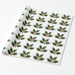 Papel De Presente Holly Christmas Wraping Gift Paper<br><div class="desc">Holly Christmas Wrapping Gift Paper.  A cor de fundo pode ser alterada.  Etiquetas de presentes correspondentes disponíveis</div>