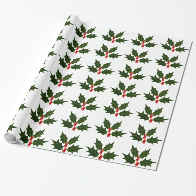 Papel De Presente Holly Christmas Wraping Gift Paper (Desenrolado)