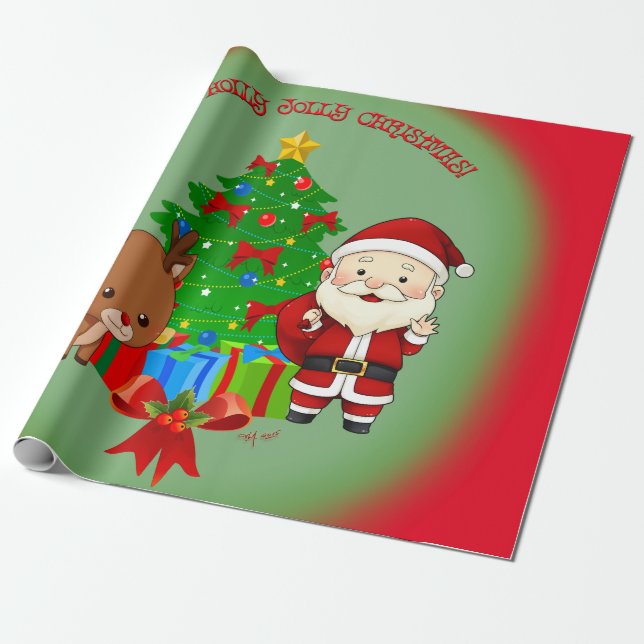 Papel De Presente Holly Jolly (Desenrolado)