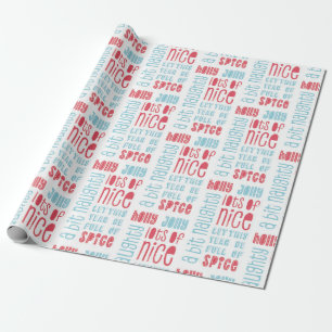 Papel De Presente Holly Jolly Naughty - Bom Padrão De Repetição