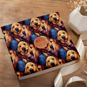 Papel De Presente Holly Jolly Ouro Retriever padrão sem falhas