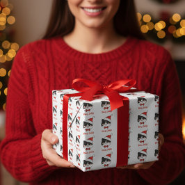 Papel De Presente Holly Jolly Papais noeis de Natal bonitos Cat