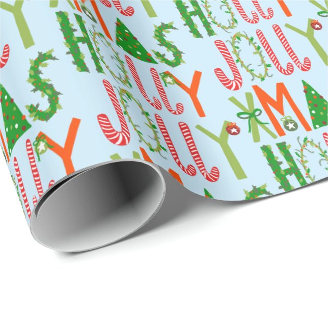 Papel De Presente HOLLY JOLLY XMAS - Presente de Natal Tradicional (Ponta do rolo)