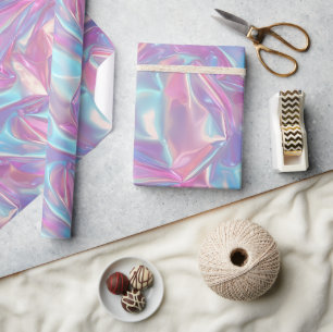 Papel De Presente Holográfico Pastel Iridescente