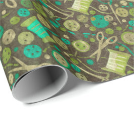 Papel De Presente Home Hobby Sewing DIY Paper Collage Patterno Verde