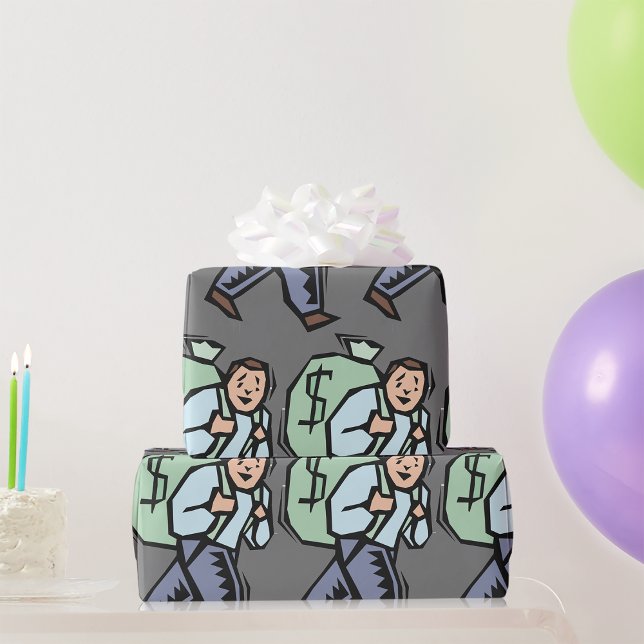 Papel De Presente Homem Carregando Grande Saco de Dinheiro (Criador carregado)