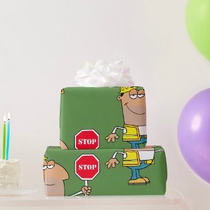 Papel De Presente Homem Com Sinal De Parada