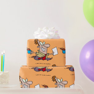 Papel De Presente Homem Correndo Com Café