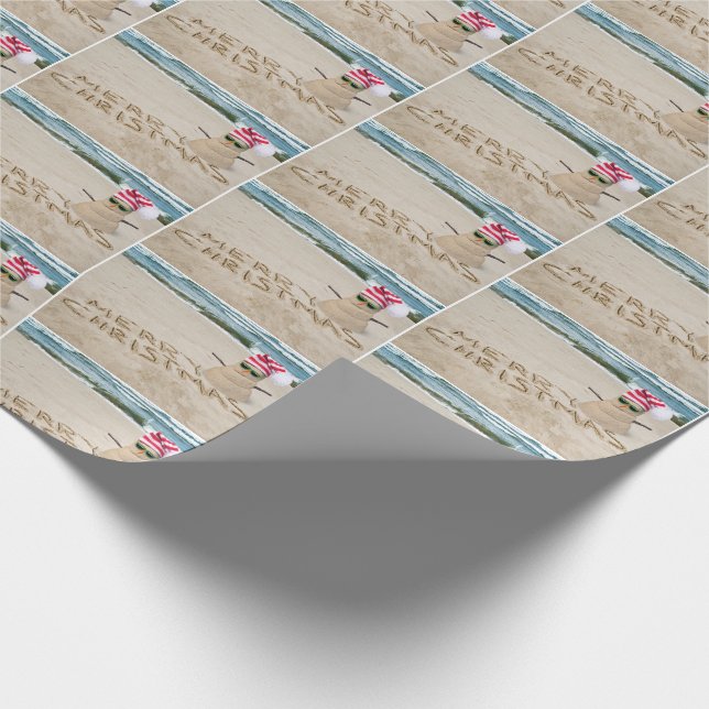 Papel De Presente Homem de areia de Natal feliz na praia (Ponta)