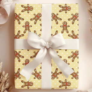 Papel De Presente Homem de Biscoito de Gengibre Amarelo com Bolinhas