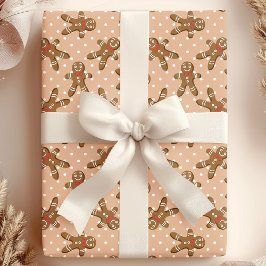Papel De Presente Homem de Biscoito de Gengibre com Bolinhas Marrons
