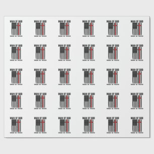 Papel De Presente Homem de Deus Cruz Patriótica Camisa Cristã Design