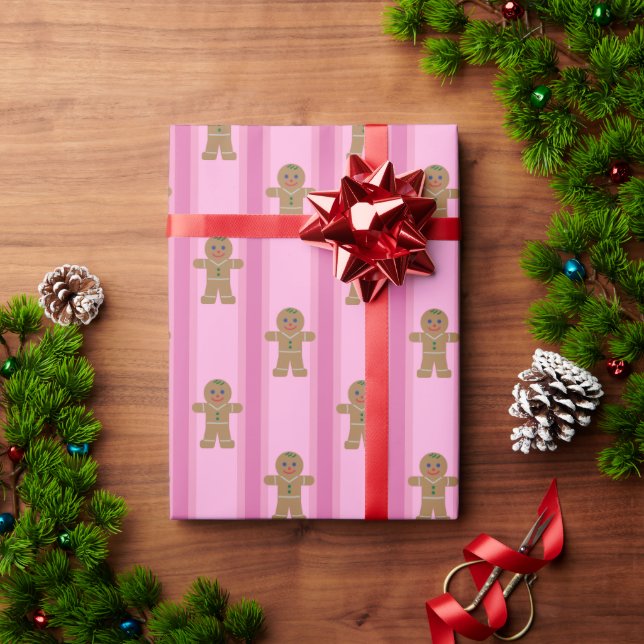 Papel De Presente Homem de Gengibre Rosa, Divertido e Rico (Presente de Natal)