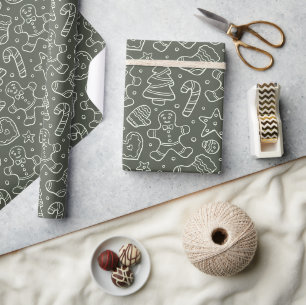 Papel De Presente Homem de gengibre vintage de Natal tradicional