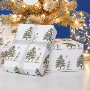 Papel De Presente Homem de Neve Feriado de Natal