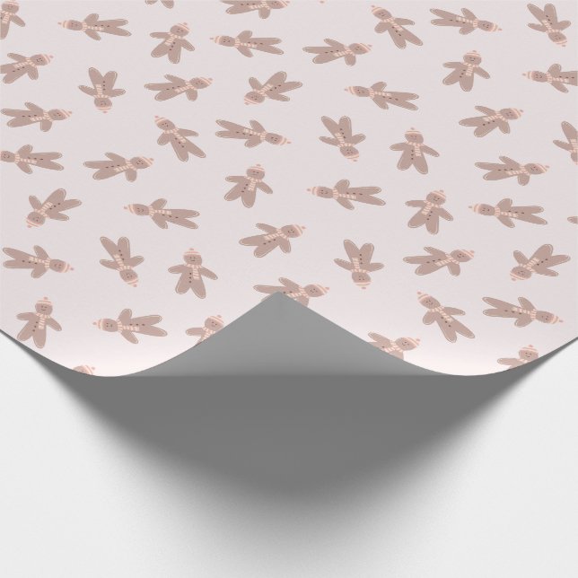 Papel De Presente Homem de Pão de Gengibre de Feriado rosa (Ponta)