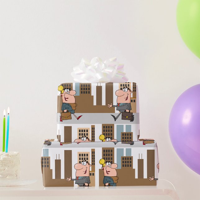 Papel De Presente Homem e Mulher de Desenho de Profissionais de Negó (Criador carregado)