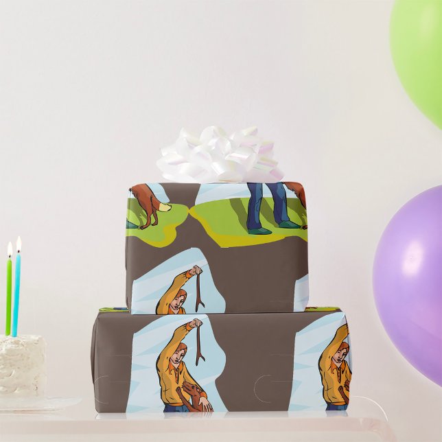 Papel De Presente Homem E Seu Cachorro Molhando Papel (Criador carregado)