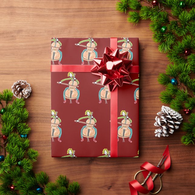 Papel De Presente Homem-palito Tocando Celo (Presente de Natal)