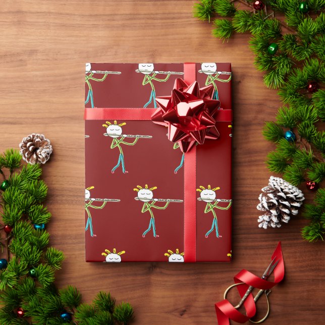 Papel De Presente Homem Pau Tocando Flauta (Presente de Natal)