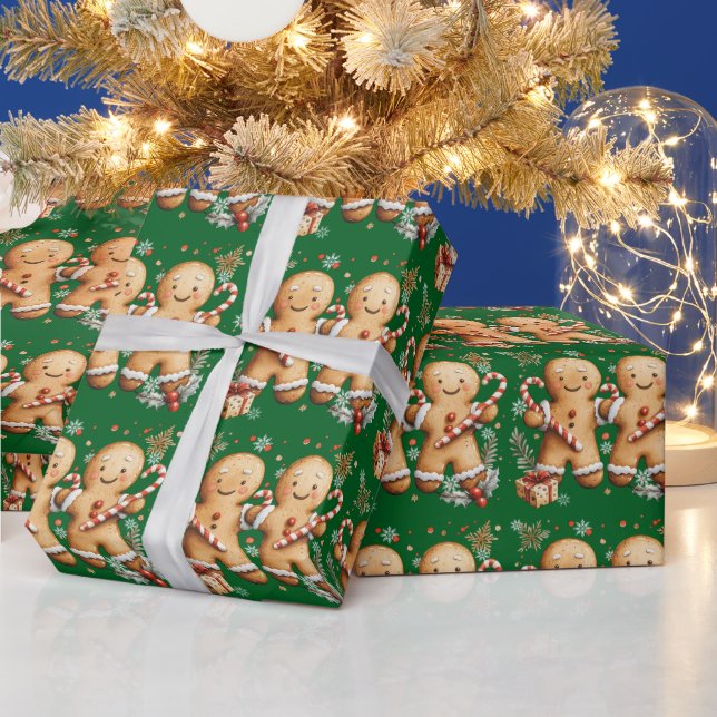 Papel De Presente Homens de Biscoito de Natal Flocos de Neve Bengala (Feriados)