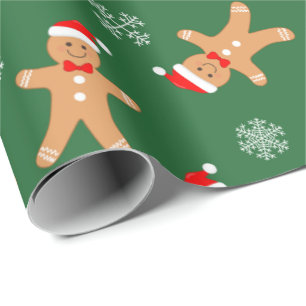 Papel De Presente Homens de Biscoito de Natal Flocos de Neve Natal