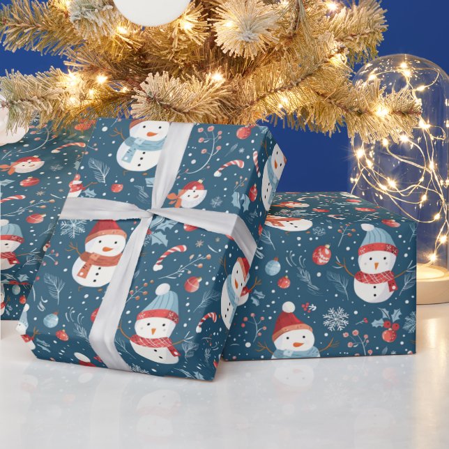 Papel De Presente Homens de Neve Flocos de Neve Bengalas de Natal Ve (Feriados)