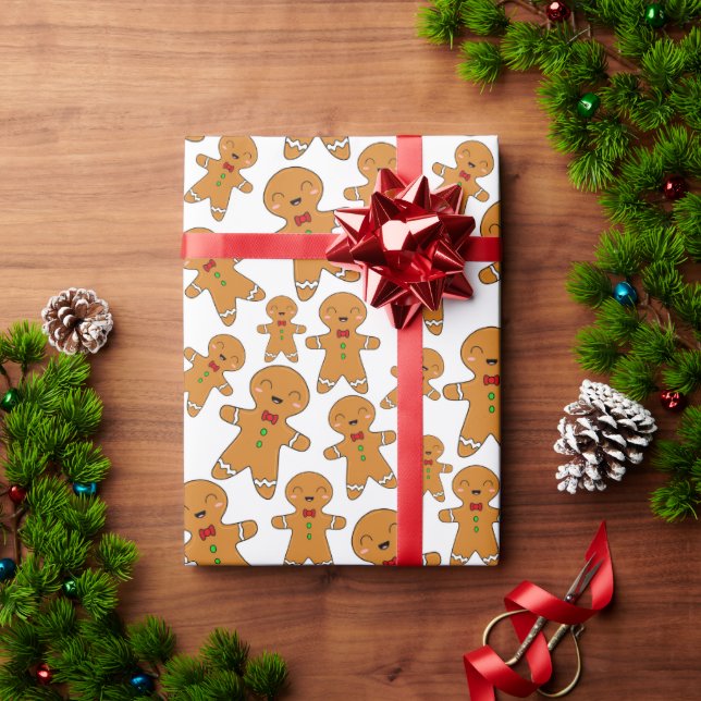 Papel De Presente Homens de Pão de Mel (Presente de Natal)