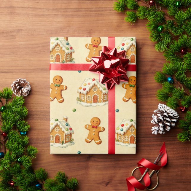 Papel De Presente Homens de Pão de Mel (Presente de Natal)