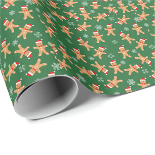 Papel De Presente Homenzinhos de Pão de Gengibre de Natal Fofos Floc
